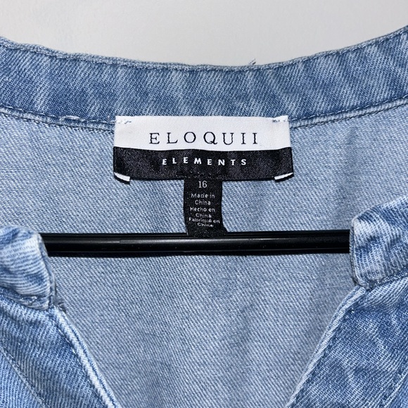 ELOQUII Elements Chambray Flutter Sleeve Romper Size 16 - Picture 2 of 7